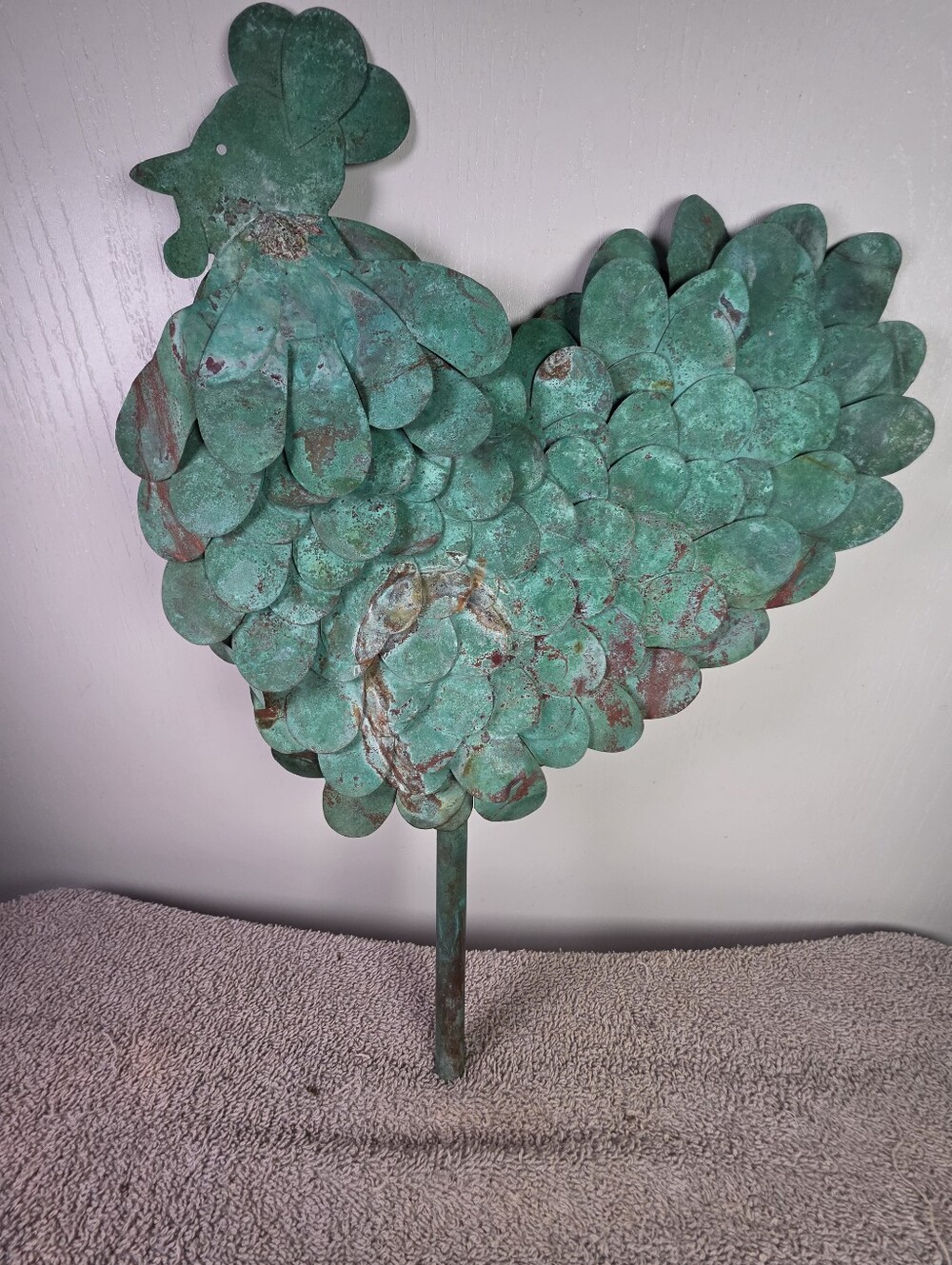 Decorative Green Patina Metal Rooster Yard Or Wall Art - Picture 11 of 13